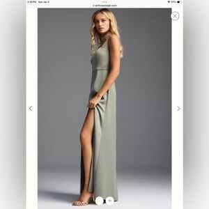 BHLDN sofia satin square neck dress.